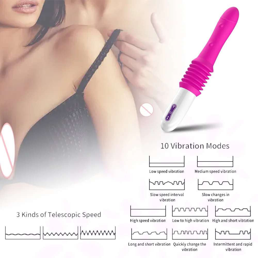 Female gun machine telescopic dildo vibrating massage masturbation device adult sex toy