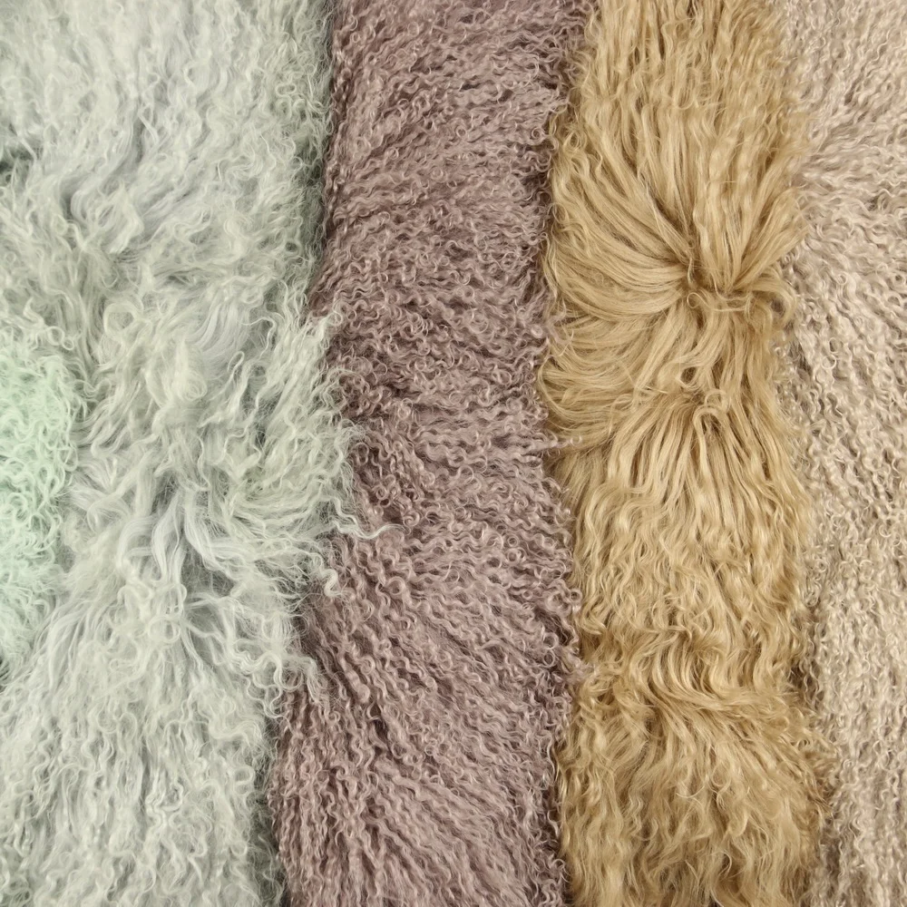 24x48 Inches real luxury fluffy Fur Mongolian lamb blanket throw plate