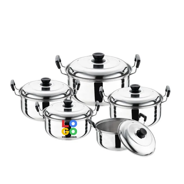American Style 5 Pcs Kitchen Cookware Set Stainless Steel Nonstick Cooking Pot Sets With Lid