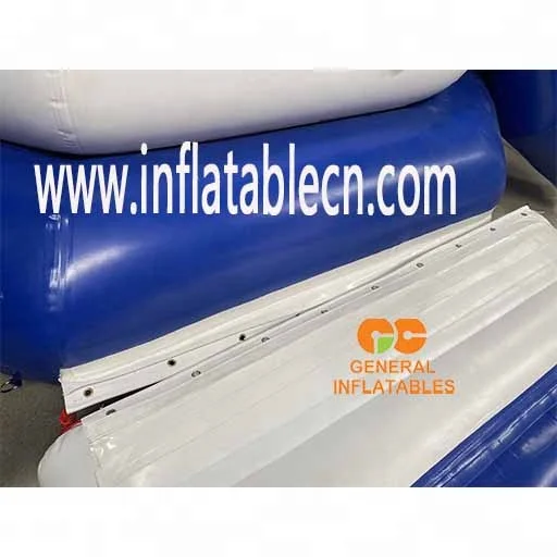 with its floating obstacle course, trampoline, climbing wall Water park