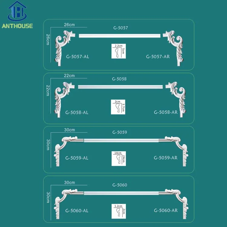 Plain Wall Chair Rail Molding Interior Ceiling Decoration Frame PU Panel Moulding crown mouldings
