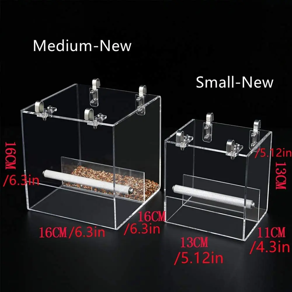 Clear Acrylic Automatic Bird Feeder No Mess Bird Cage Pet Feeder Seed Food Container  Large Clean Seed Bird Feeder