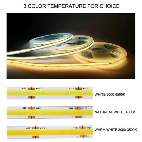 5 м 10 Светодиодная лента COB 12 В 24 высокой плотности гибкий брелок