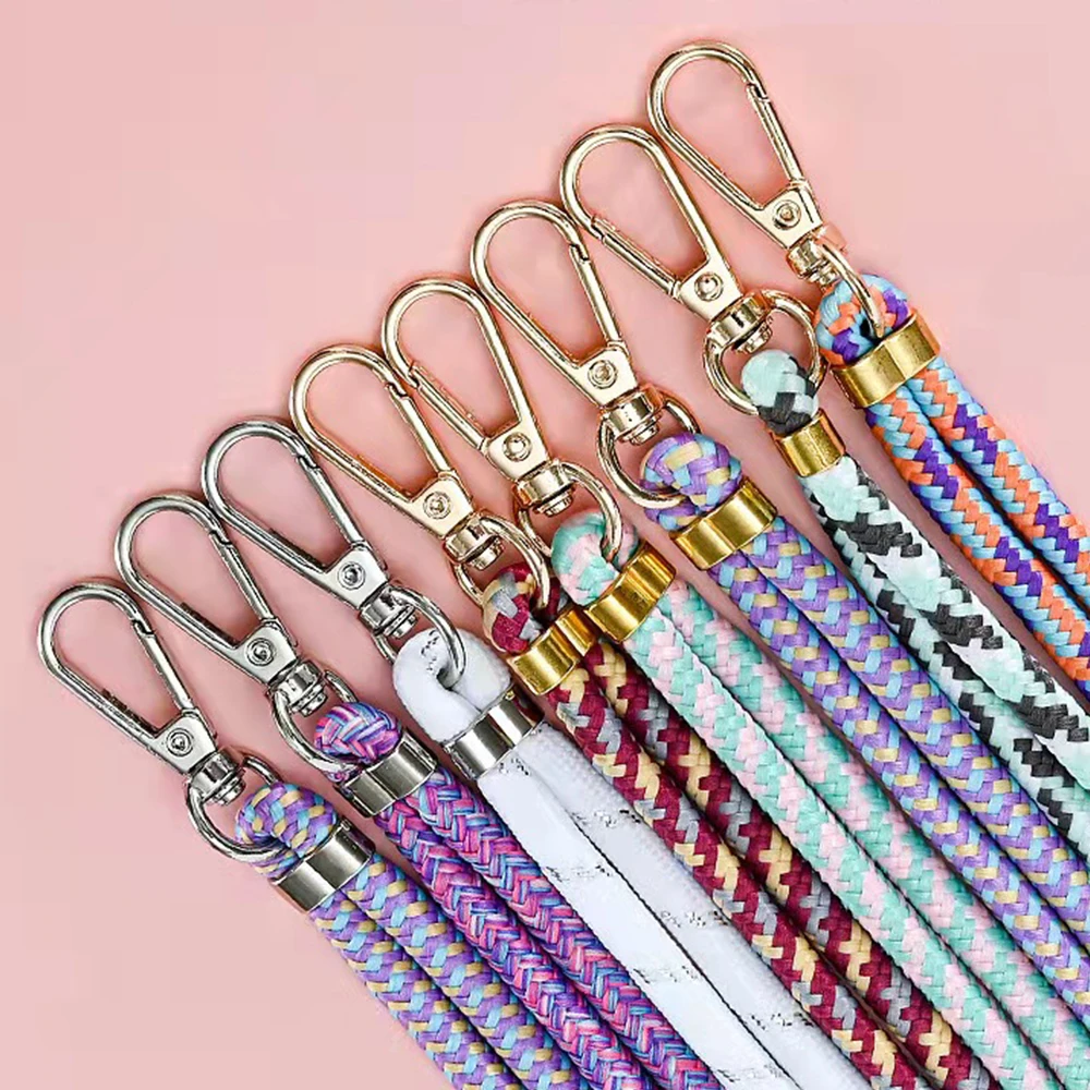 Fashionable Necklace Cross Body Lanyard Detachable Nylon Strap for All Mobile Phone Colorful Lanyard Strap with Back Patch