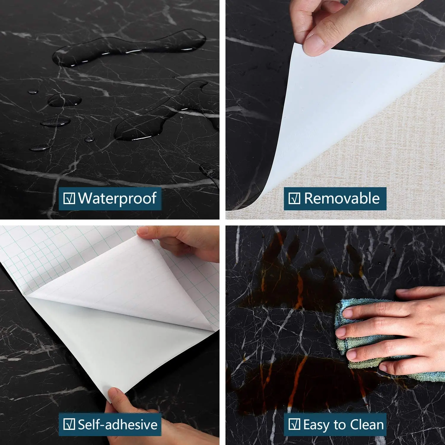 Wholesale Modern Black Peel And Stick Waterproof PVC Self Adhesive Marble Wall paper Design Sticker For Home Table