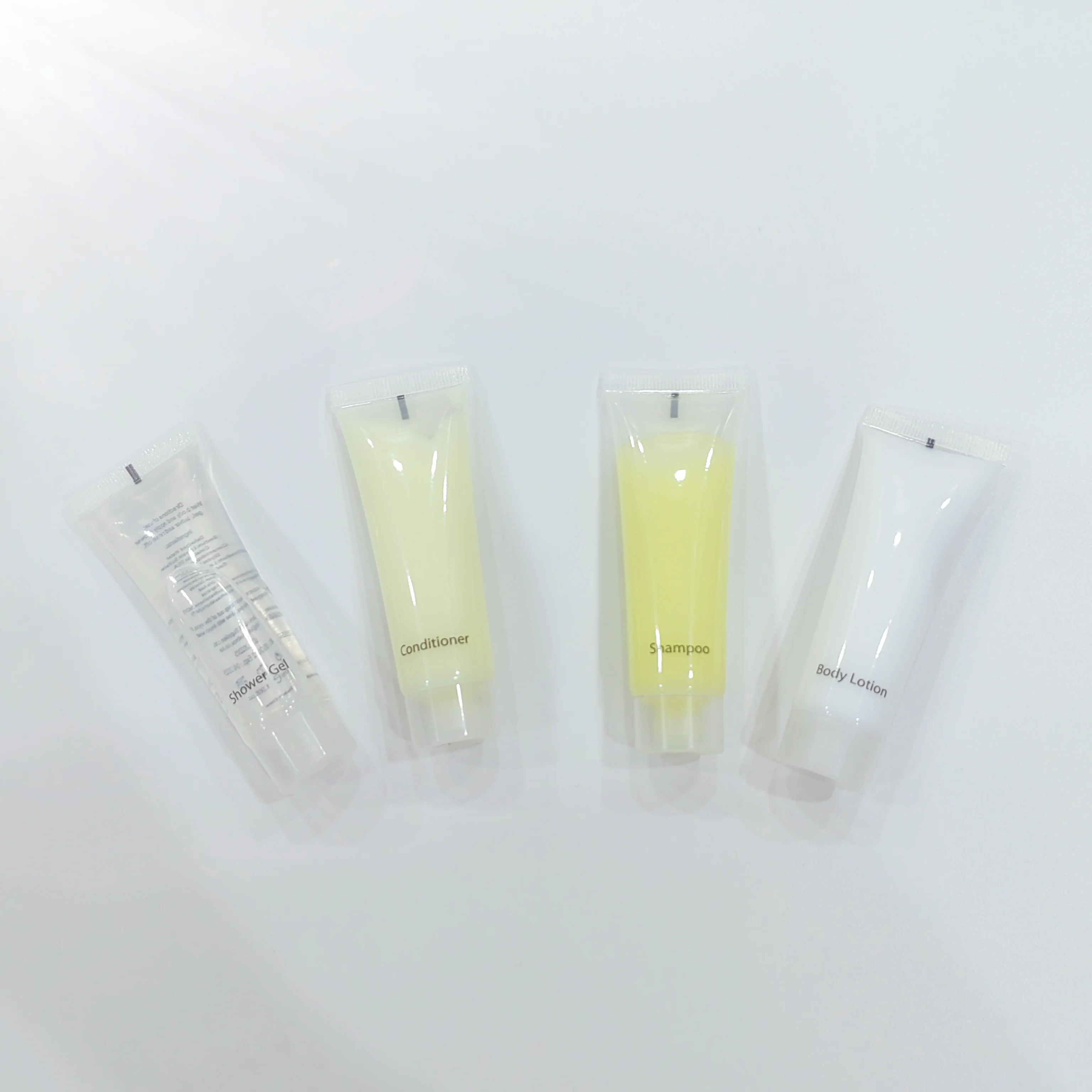 custom hotel shower gel tubes disposable hotel amenities mini shampoo and conditioner set