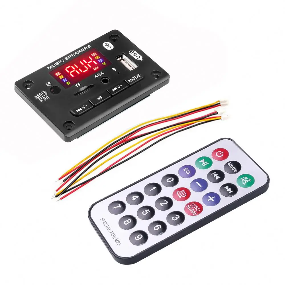 5.0  MP3 Decoder Decoding Board Module 5 v 12v Car USB MP3 Player WMA WAV TF Card Slot / USB / FM Remote Board Module