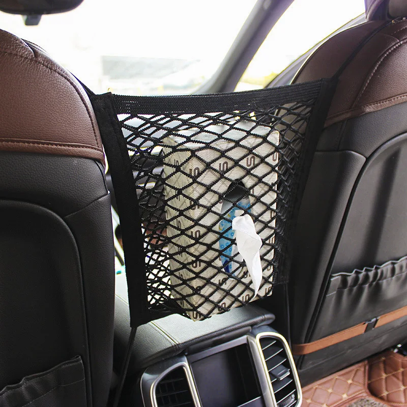 Car Storage Mesh Bag Seat Organizer Pocket Elastic Net Bag Thickened Storage Holder Bag Low MOQ Two Layers