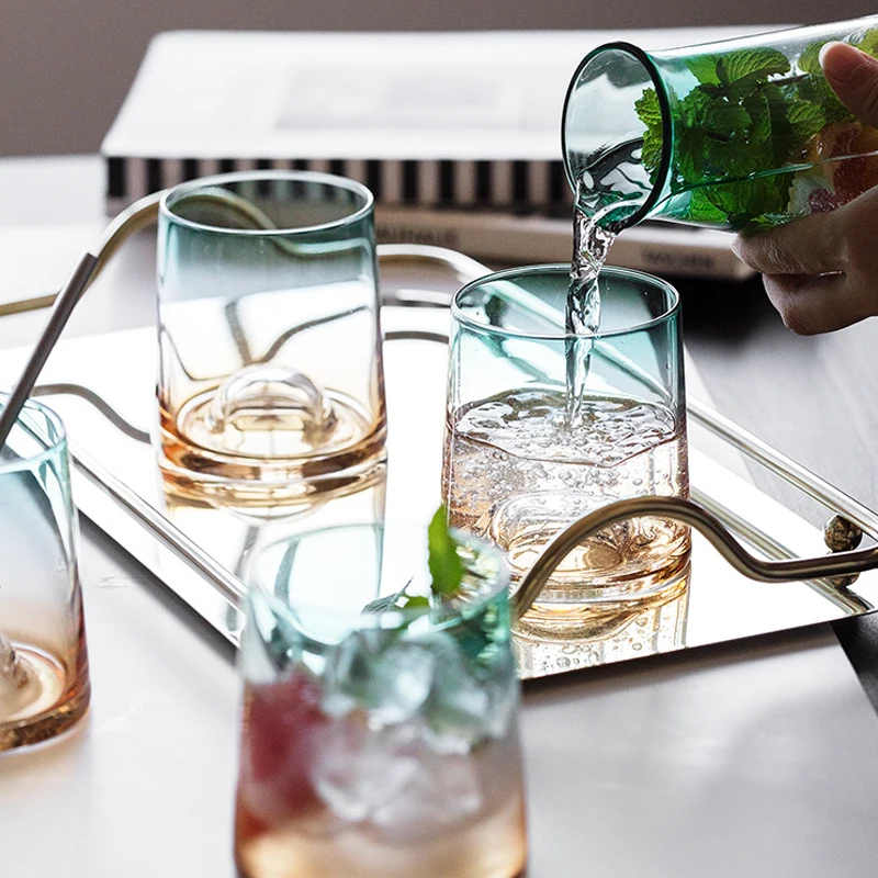 1.1L стеклянный кувшин с 4 чашки градиентная расцветка; Высота твердого английского фарфора боросиликатная стеклянная бутылка для воды горячий и холодный в наборе заварочным чайником