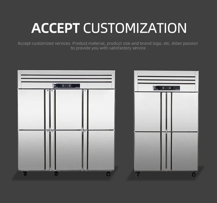 High Quality 6 Doors Commercial Freezers Refrigerator 201 Stainless Steel Refrigeration Equipment