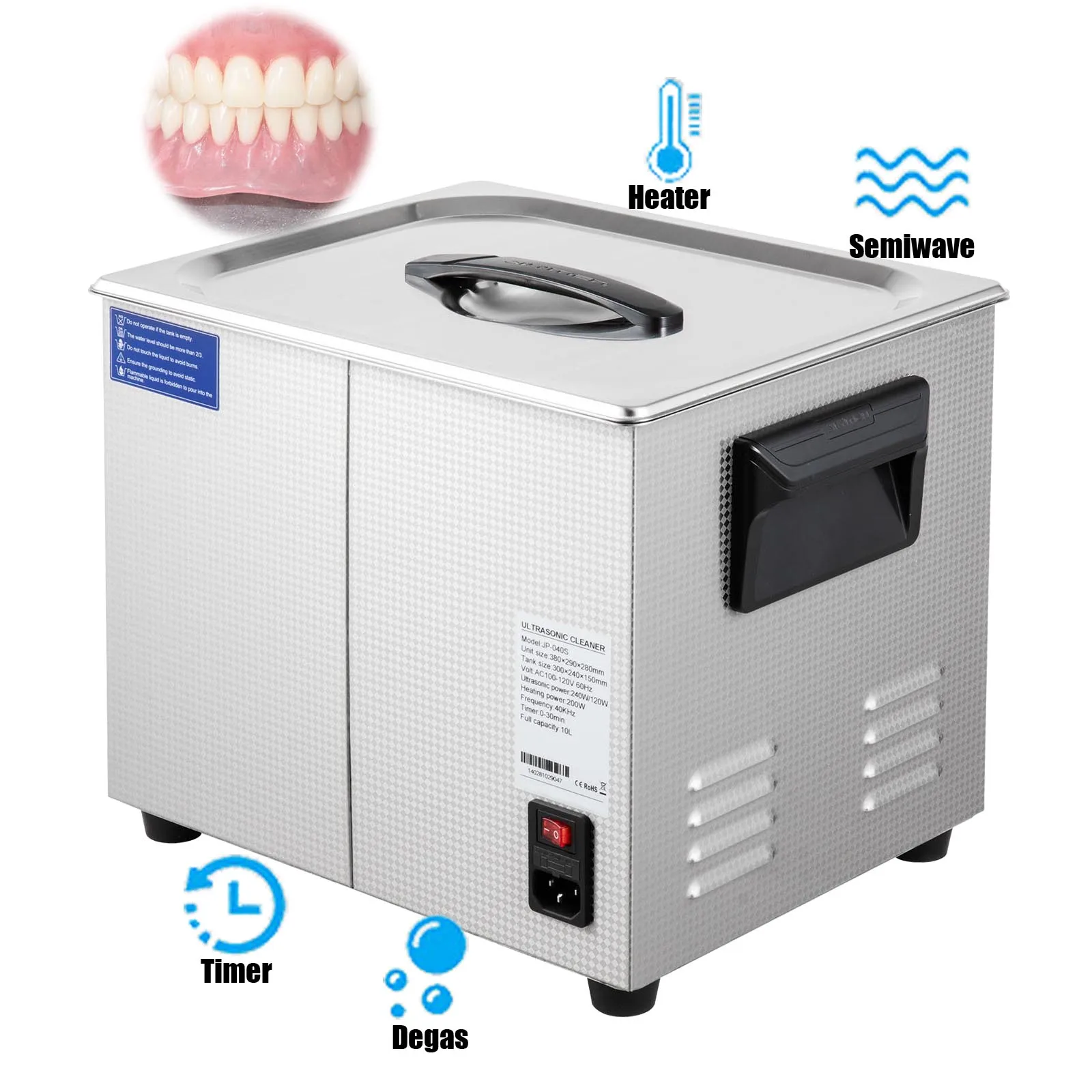 Ультразвуковой очиститель зубов с австралийской вилкой, ультразвуковой очиститель объемом 10 л, цифровой ультразвуковой очиститель для чистки, броши