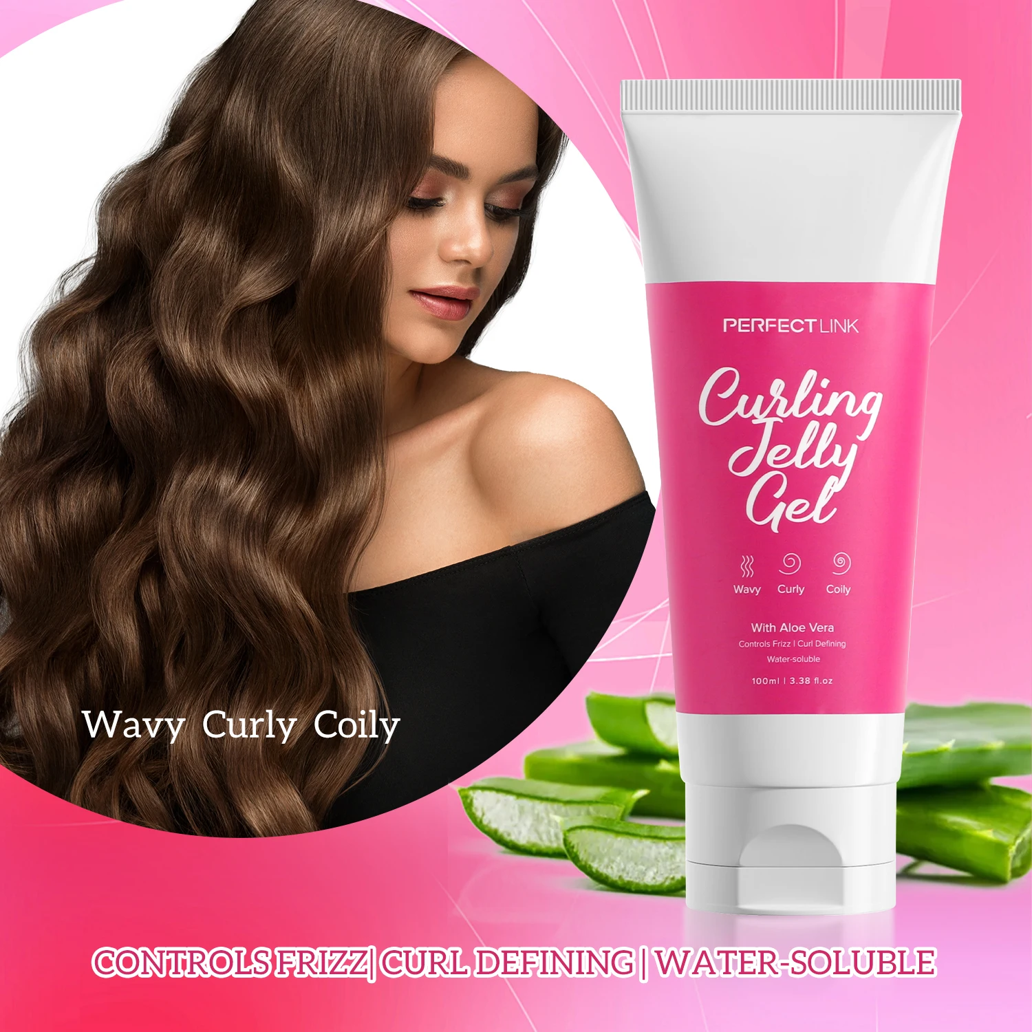 Private Label Natural Elastin Gel Curly Frizzy Hair Moisturizing Hair Styling Care Curling Cream for Curl Defining Enhancing