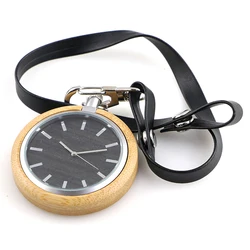 japan handmade chronograph metal bamboo wood pocket watch for men and women