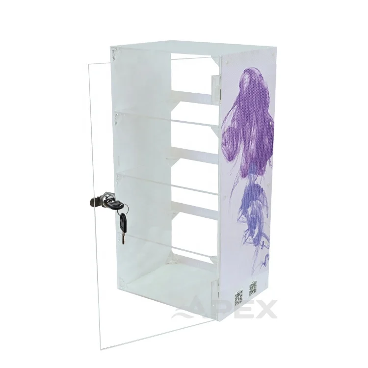 APEX Acrylic Smoke Display Stand Customized Brand Logo Desktop Retail Store Smoke Display Rack with Lock
