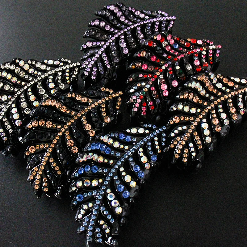 Leaves Rhinestone Hair Claw Hairpin Vintage Women Crystal Butterfly Hair Clips Crab Barrettes Fashion Hair Accessories Jewelry