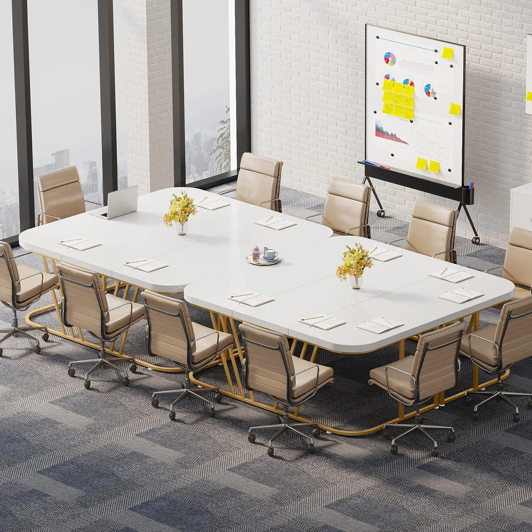Simplicity furniture Modern luxury office desks conference table  high-end white golden ceo executive office desk for sale