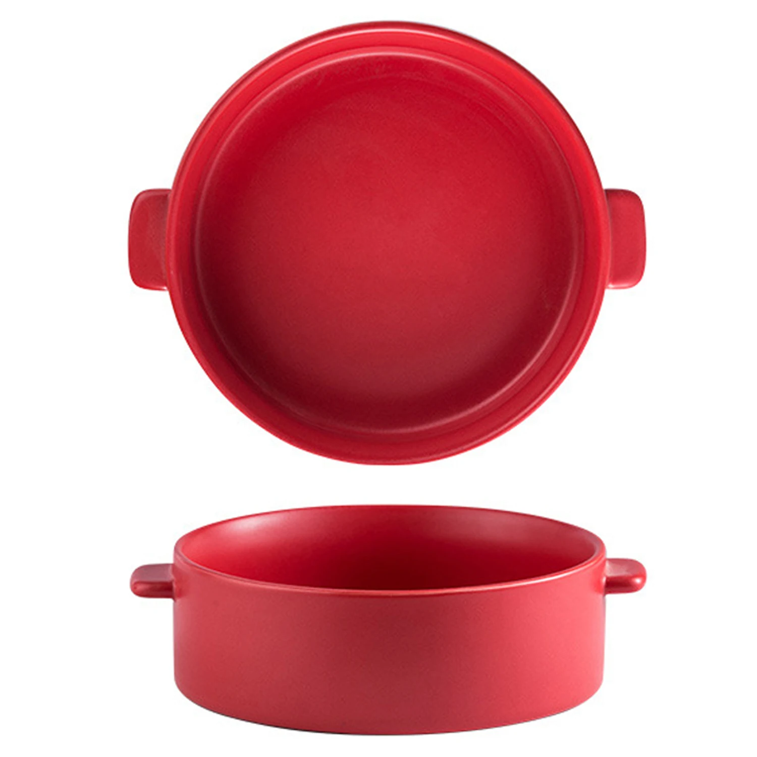 Ceramics 7 inch Round Vertical Soup Pot with Double Handle Porcelain Salad Bowl Matte Colors Under Glazed Dinnerware AWS110039