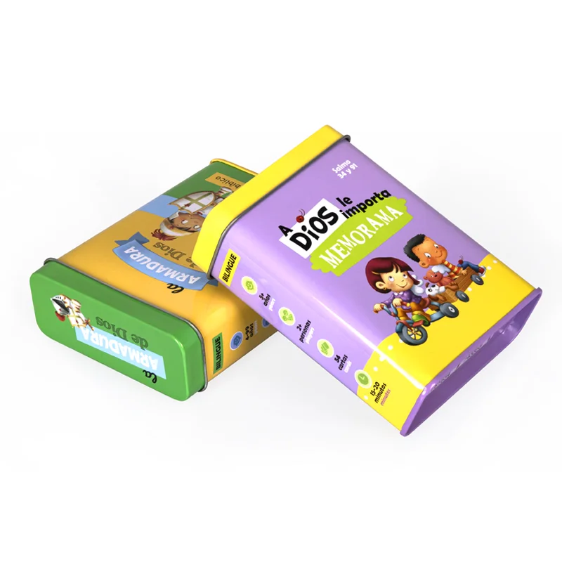 Factory Metal Packaging Custom Poker Cards Tin Box For Playing Cards With Children Small Rectangular Tin Can With Hinge Lids