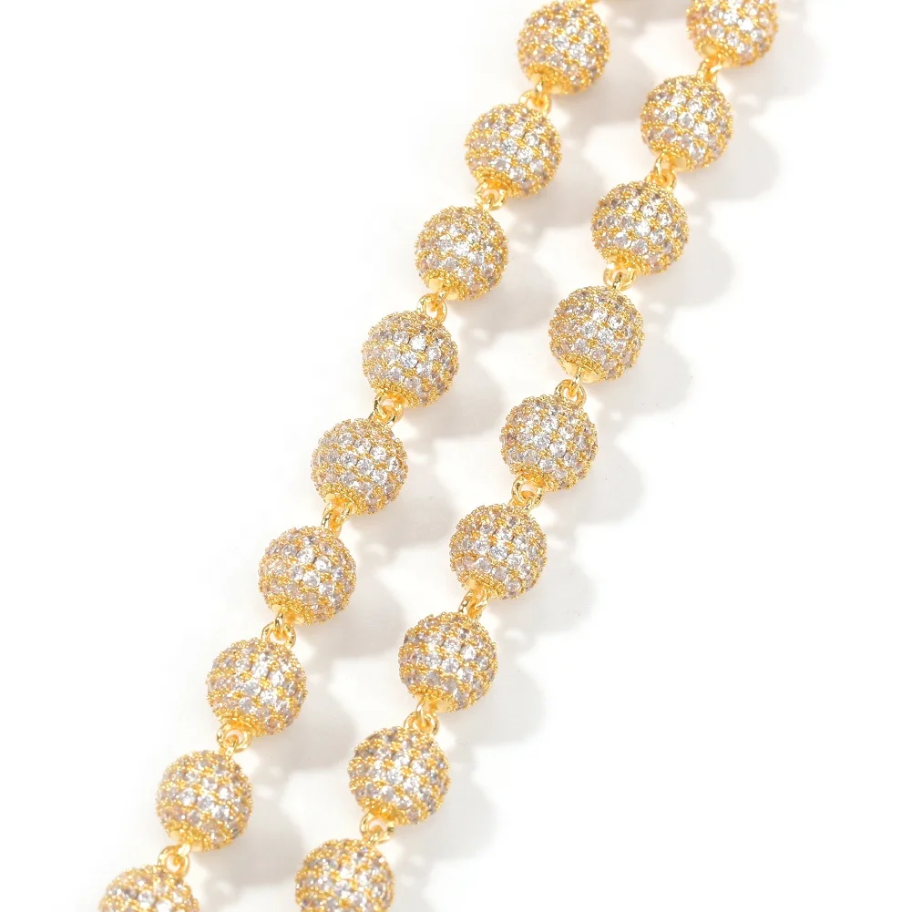 2021 Hot Selling Rose Gold  Silver Plated Necklace Jewelry Full Diamond Beads Punk Charm Hip Hop Choker Jewelry For Men Gift