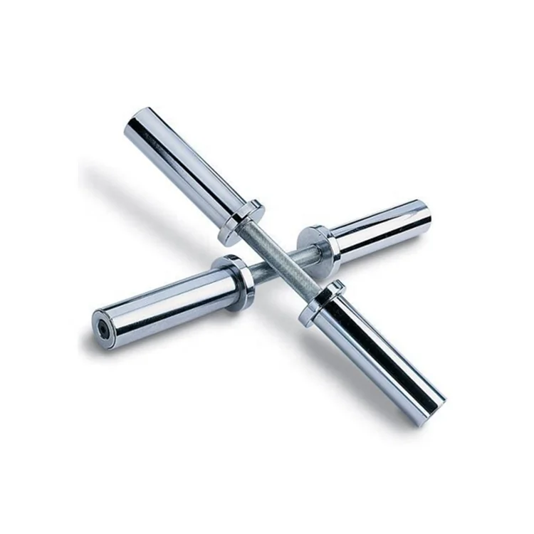 Loadable  Chrome Dumbbell Rod Adjustable Handle Fit 2-Inch or 50mm Weight Plates with Max Capacity 300lbs with Spring Collar