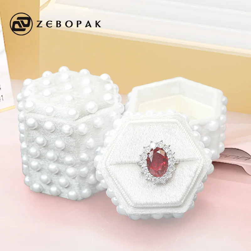 promotion price jewelry packaging storage small ring display box Luxury velvet ring box Couple Ring Packaging Box