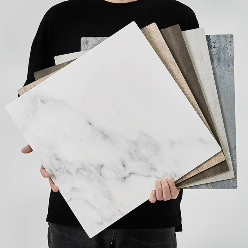 Mini photo background board pvc  wood grain marble cement board 40*40cm photography background board