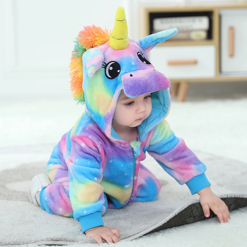 Infant Warm Halloween Costume Baby Winter Hooded Romper Halloween Dinosaur Panda Costume