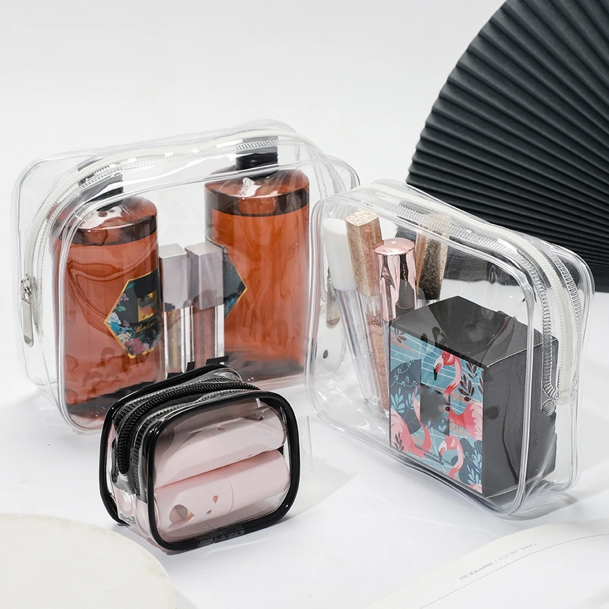 Wholesale Custom Logo Cosmetic Mini PVC Zipper Bag Durable Reusable Clear PVC Cosmetic Bag