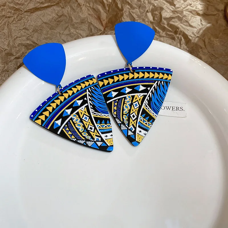 European and American painted flower earrings design creativity earrings retro ethnic style earrings