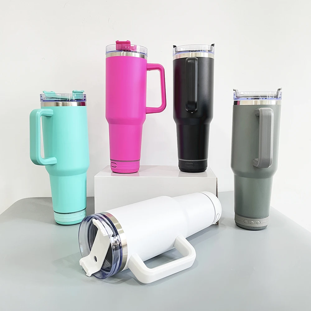powder coated wireless speaker tumbler stainless steel vacuum Insulation Colorful 40oz Music Speaker Tumbler Cup with Lid