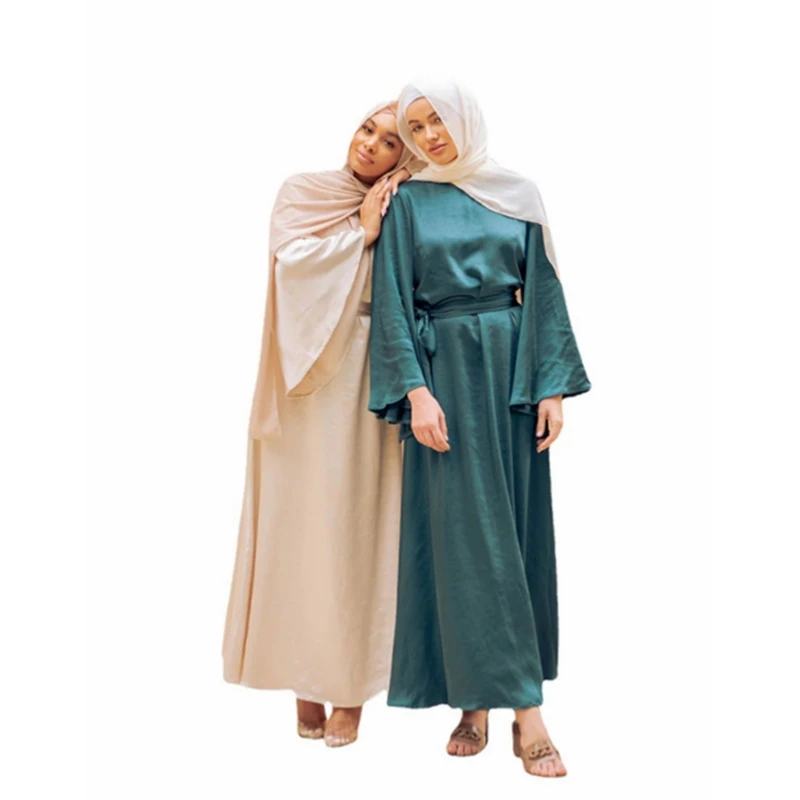 full skirt with a sweeping hem evening dress teal muslim modest dress