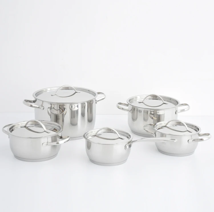 10pcs304 induction pots and pans Surgical Grade Stainless Steel Cookware Set With Steel Lid For Home Cooking