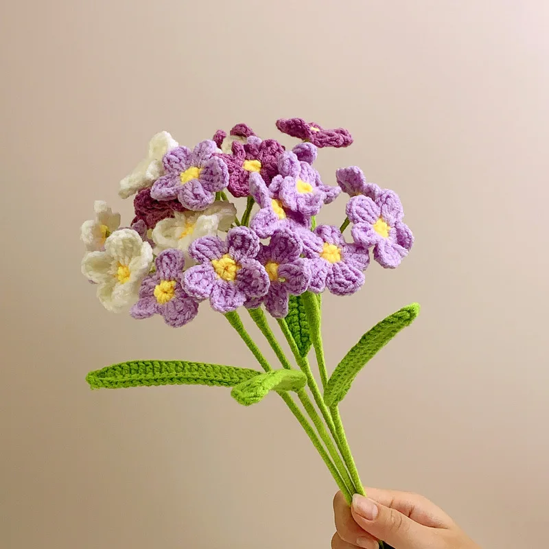 Hand Woven Eternal Flower Bouquet Crochet Hook Thread Woolen Yarn Simulated Flowers Finished Products Gift For Teachers Day