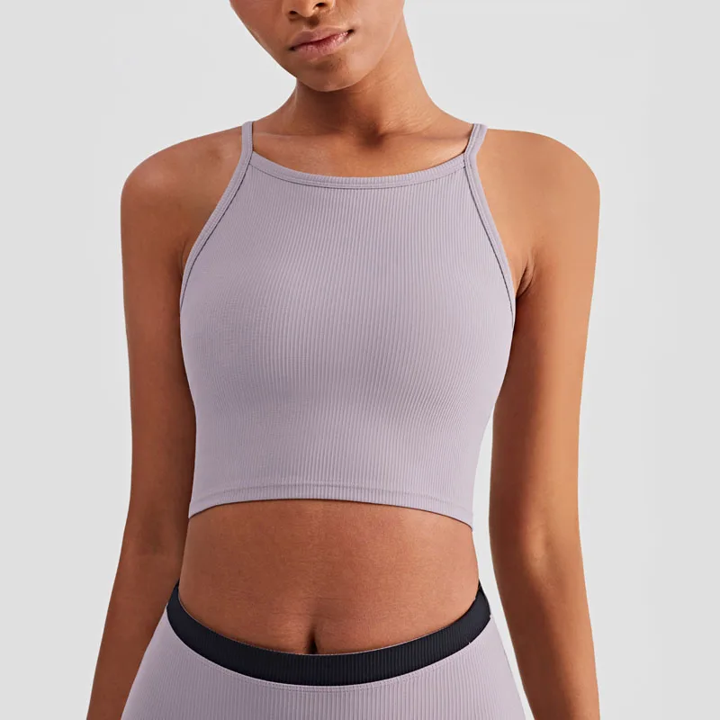 High Quality Woman Blank Tank Lady Gym Wear Active Cropped Ribbed Crop Top