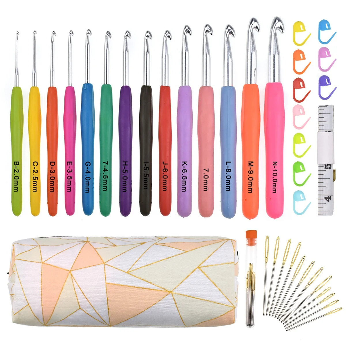 Wholesale Crochet Needle Set Soft Handle Crochet Mustache Bag Accessories Explosive Knitting Tools Crochet Hook Set