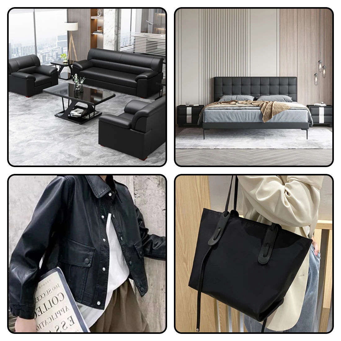 17.7x53 Inch Black Faux Leather Fabric Soft Vinyl Upholstery Fabric Material Perfect for Leather Furniture Making Decoration