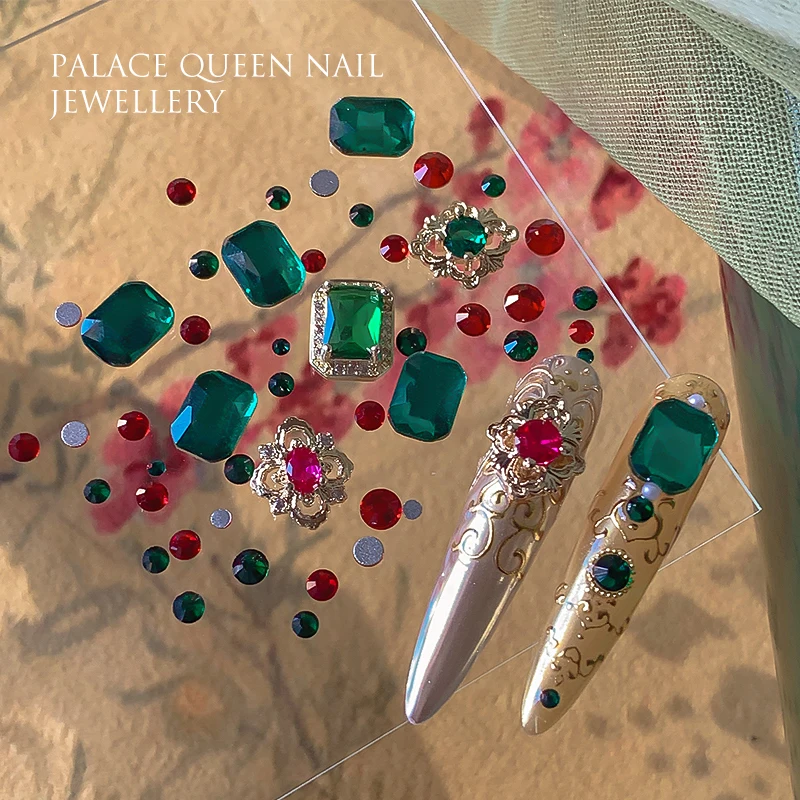 Nail Rhinestones Emerald /Rubine Nail Charms Jewelry Parts Gems Crystal DIY Nail Art Decorations Accessories Stone