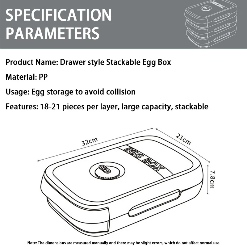 Portable plastic kitchen egg storage container Family Drawer stackable refrigerator egg storage box