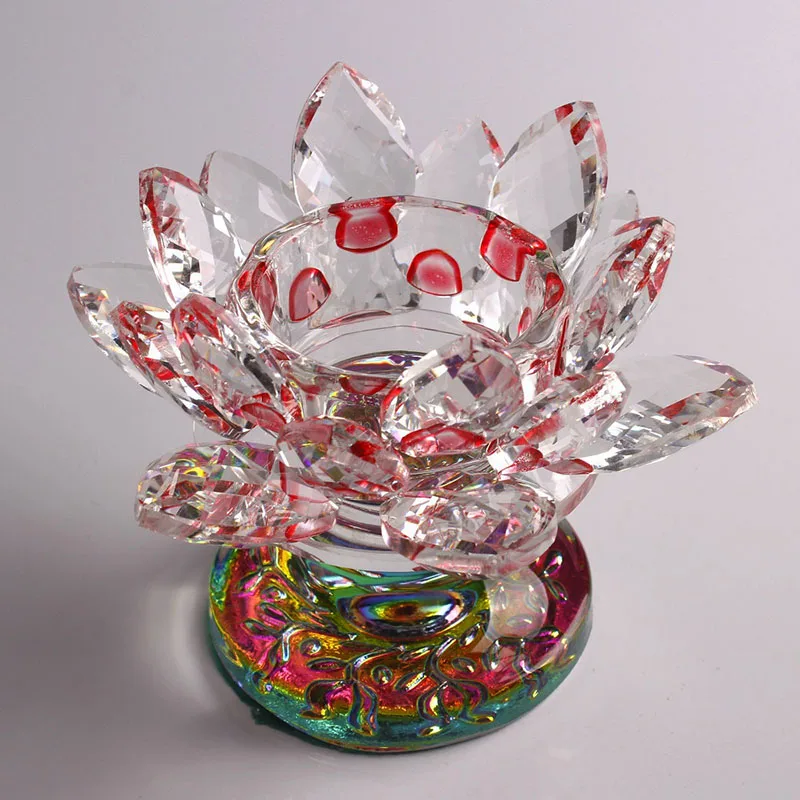 Wholesale Buddhist Religion Votive Crystal Glass Lotus Flower Candle Holder Home Goods Tea Light Ghee Candle Wax Holder