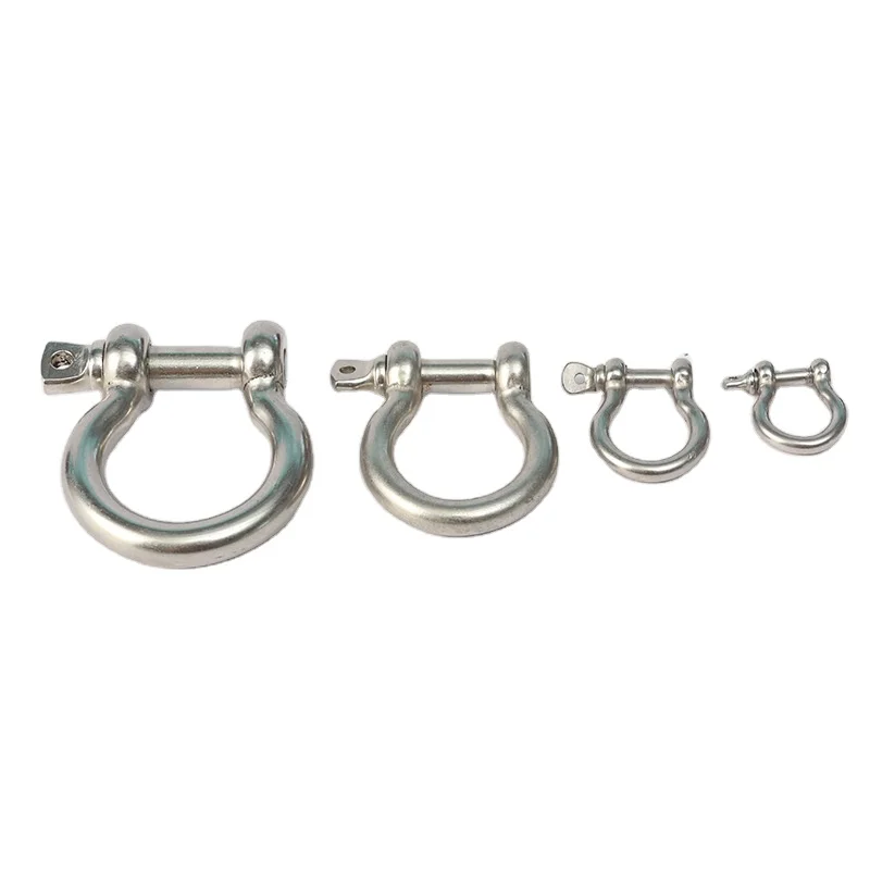 High Quality Stainless Steel 304/316 D Shaped Carabiners Shiny U Horseshoe Lock Buckle with Carbon Steel Pin