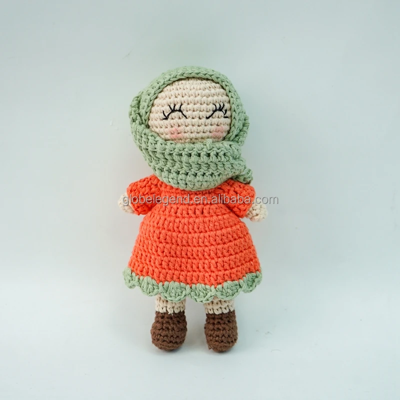 Custom Hand Knitted Girl crochet doll for sale Ramadan Toys Handmade Crochet Hijab Dolls
