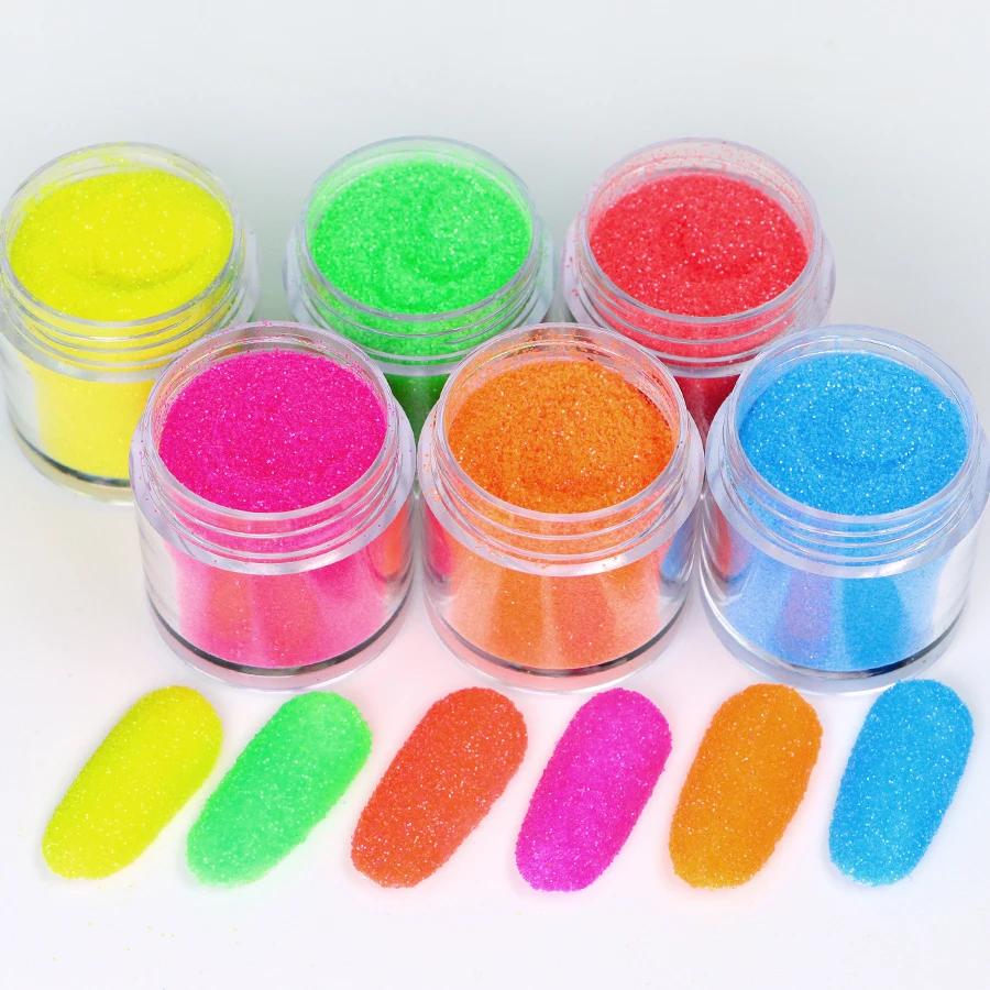 Fluorescent Glitter Powder Nail Art Salon Neon Glitter Nail Powder For Gel Nails UV Shinny Sequins