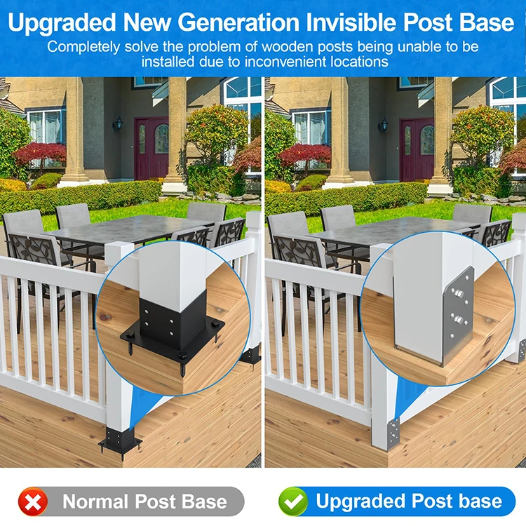 JH-Mech Anchor Ground Plate OEM Adjustable Support Decorative Stainless Steel Pier and Post Base for Pavilion Deck