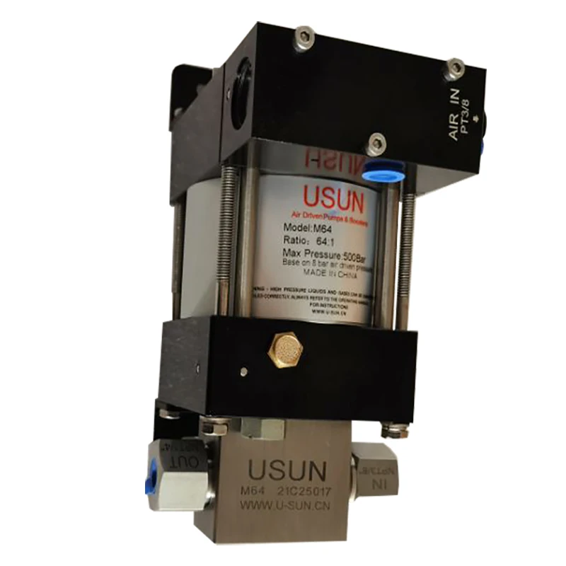 Portable  USUN Model:M64 300-500 Bar Output Air driven hydro static test pump for hose/tube/pipes