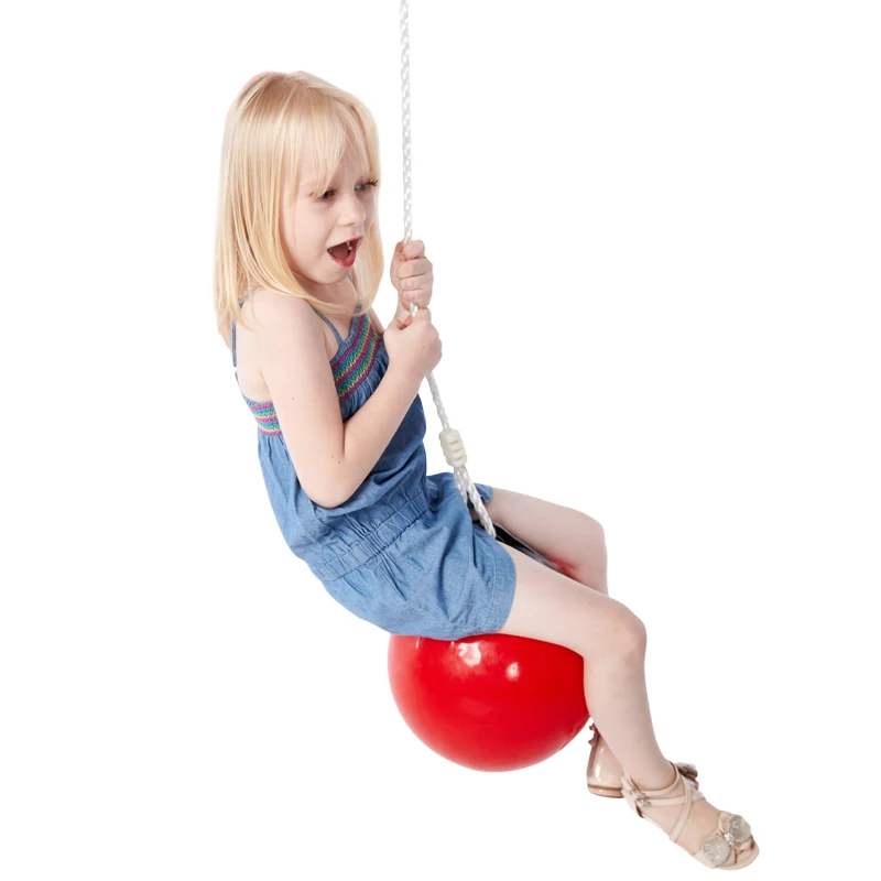 
Professional manufacture indoor kids swing seat set hanging rope red or blue PVC ball swing 