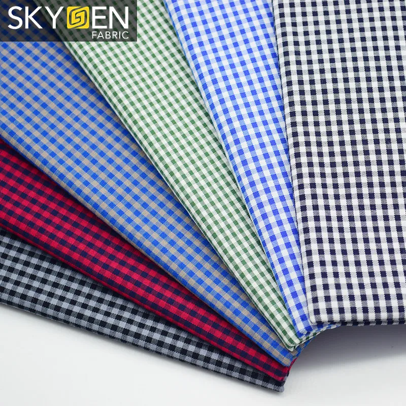 Popular Skygen soft cotton check woven fashion design fabric for shirting