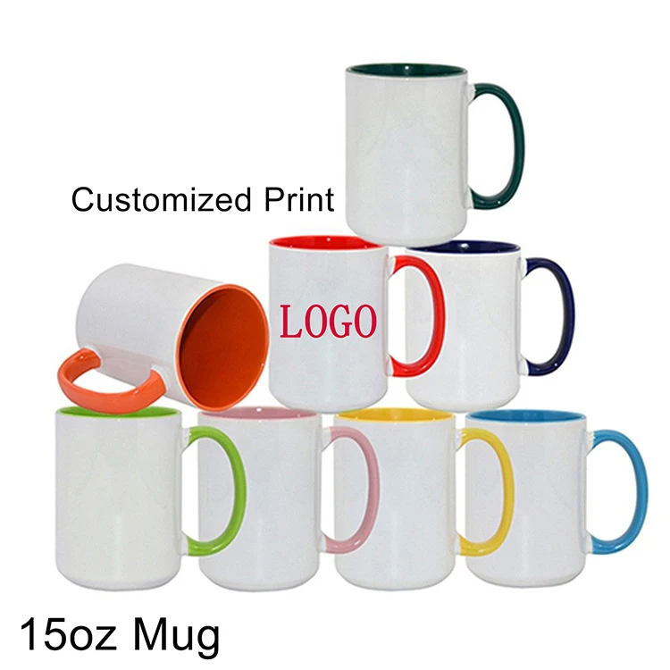 15oz Custom Coffee Ceramic Mug for Restaurant Sublimation Blanks Tumbler Wholesale Bulk Dinner Cup Engraved Printed Logo