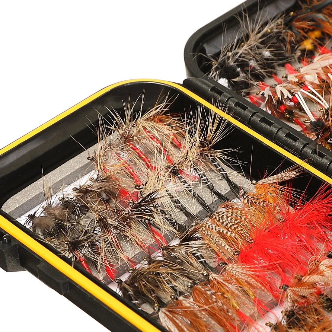 
Fly Fishing Flies Kit 120pcs Handmade Lures Dry/Wet Flies,Streamer, Nymph, Emerger with Waterproof Fly Box 