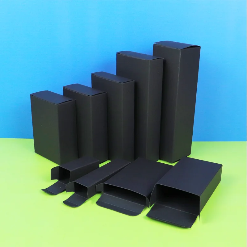customized eco friendly products recycled materials black foldable top tuck gift creative packaging cardboard small paper box