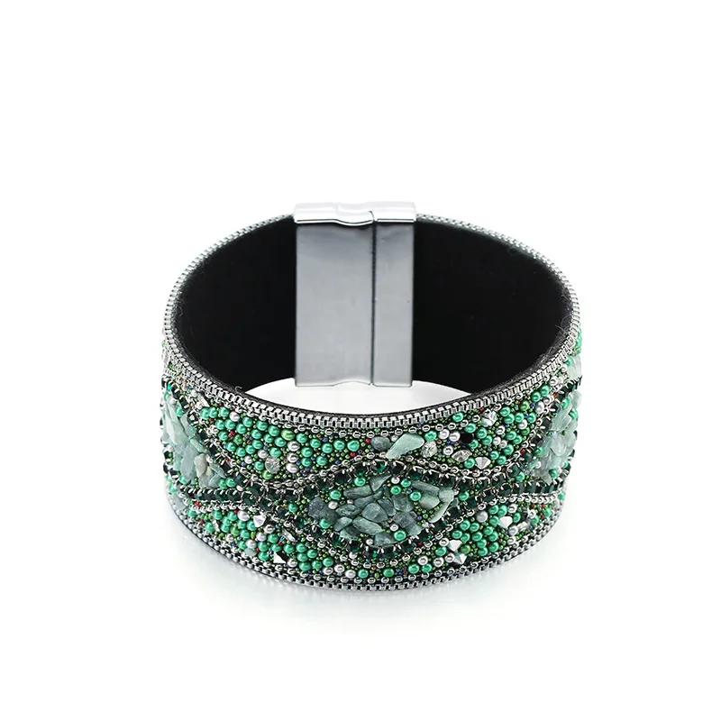  Новинка 2019 модный браслет в стиле барокко кожаные украшения оптовая продажа Лидер продаж женский с бусинами и кристаллами богемном